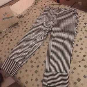 Black and white striped slacks